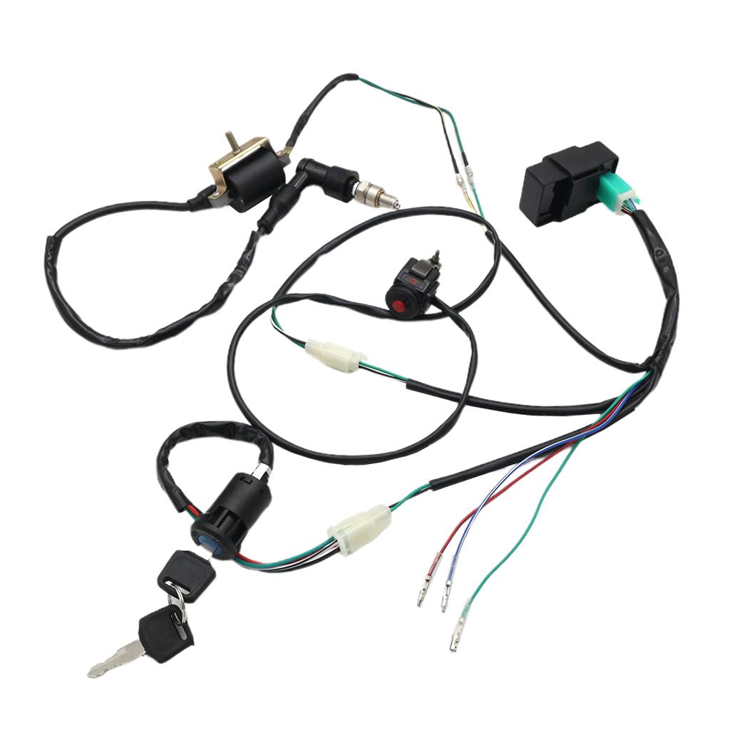 Wiring Loom Harness Kill Switch Ignition Coil CDI For 50cc-160cc Dirt Bike ATV