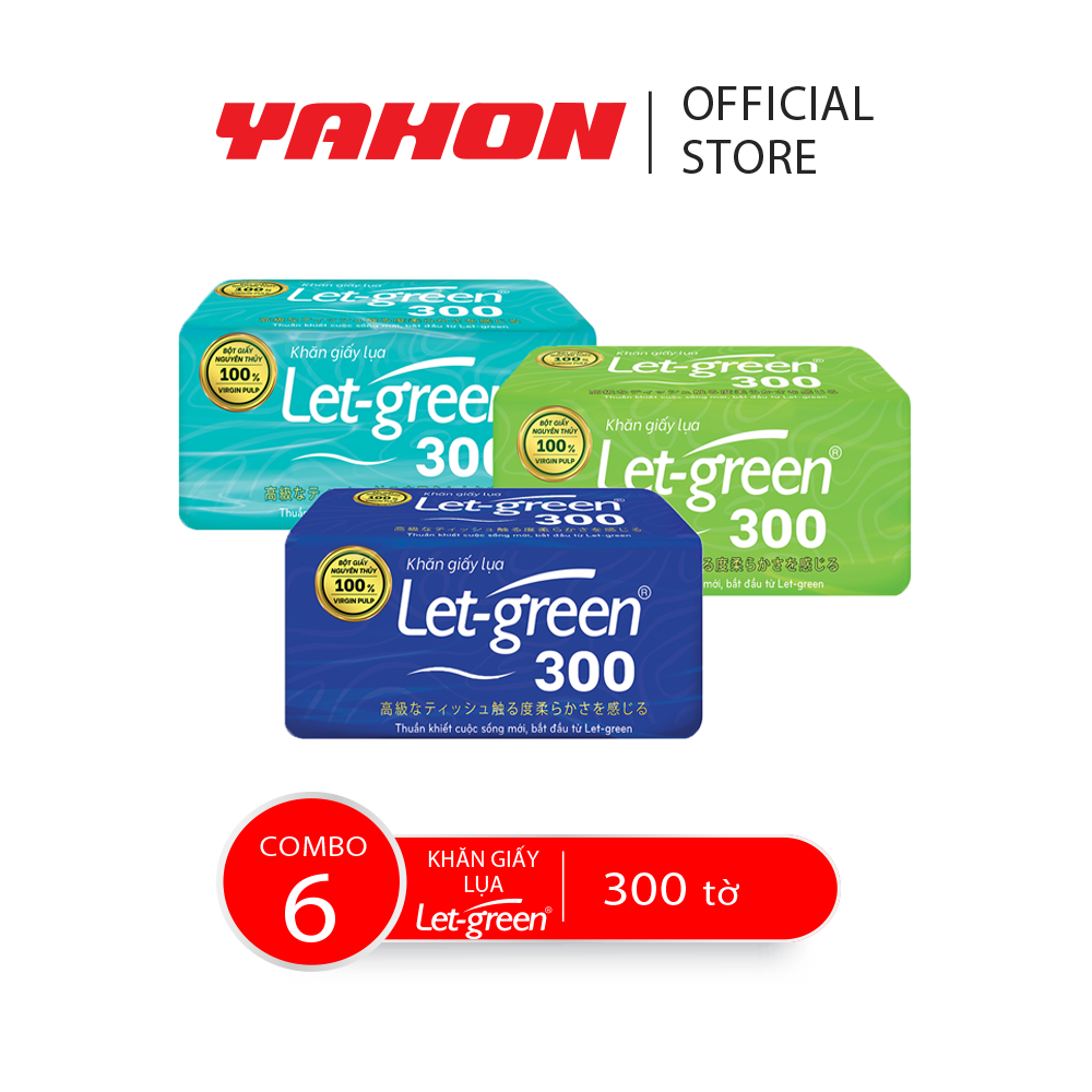 Combo 6 Bao Khăn Giấy Lụa LET-GREEN, 300 Tờ/Bao