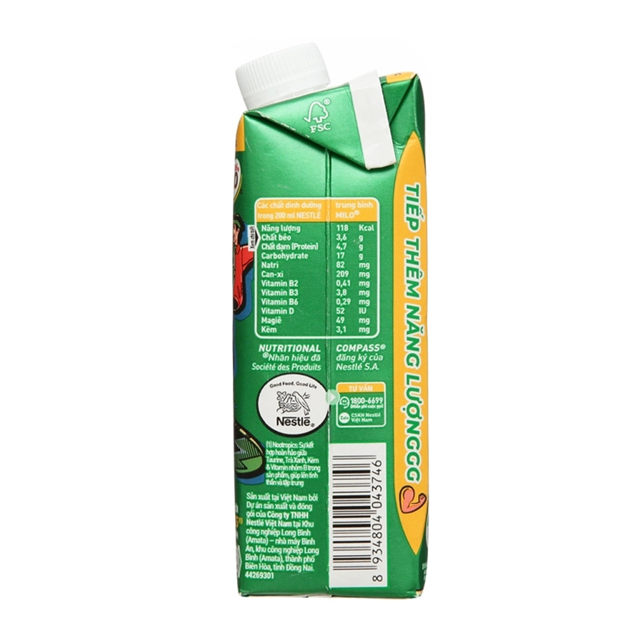 Sữa lúa mạch MILO Dynamind Taurine Trà Xanh thùng 24 hộp x 200 ml