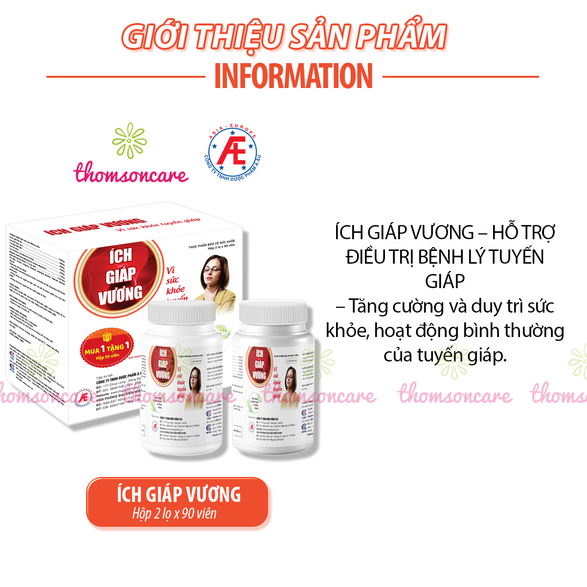 Ích giáp vương - Dạng lọ mẫu mới tiết kiệm hơn - Phòng bệnh tuyến giáp từ thảo dược
