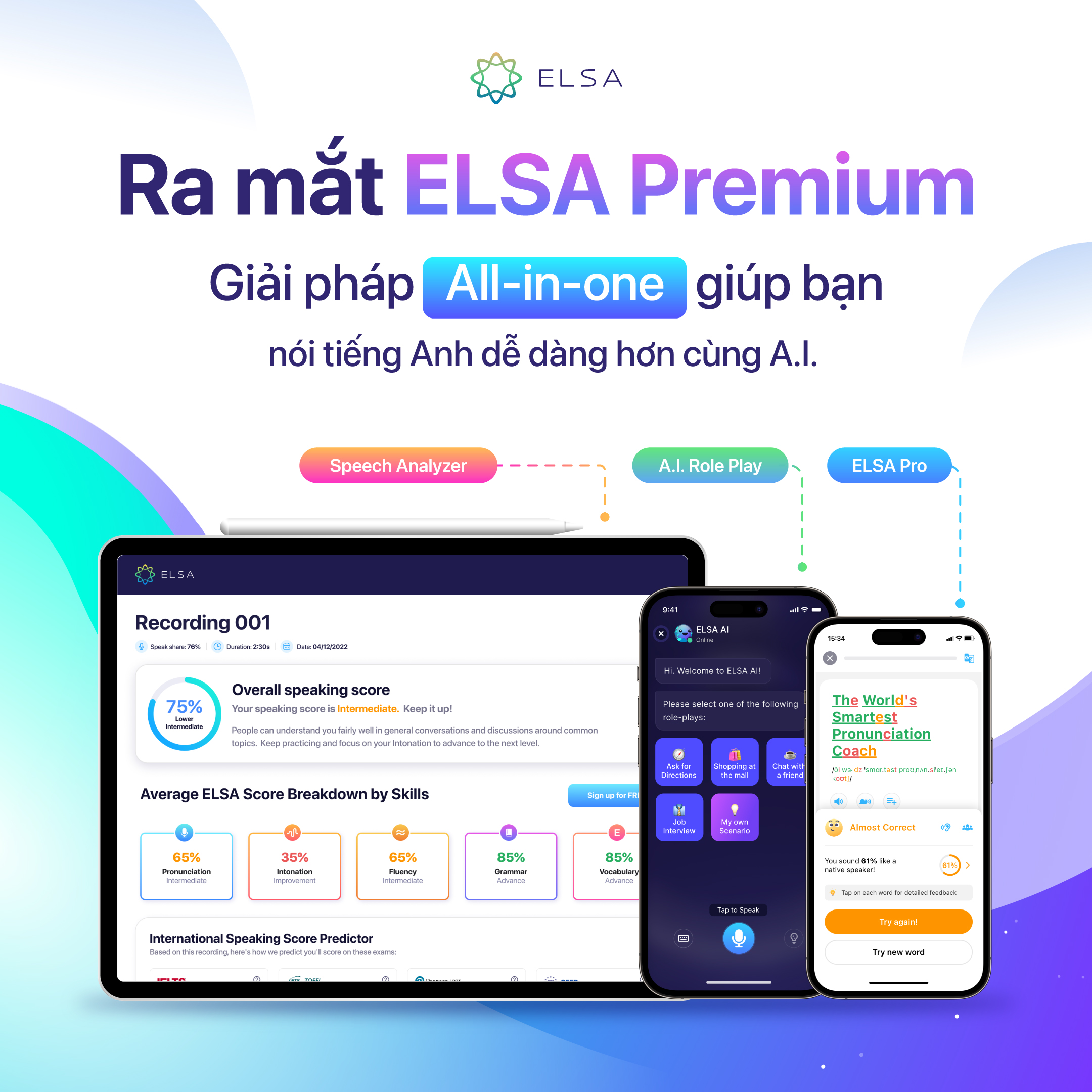 Hình ảnh Trọn bộ ELSA Premium bao gồm ELSA Pro, ELSA AI và Speech Analyzer - 1 năm