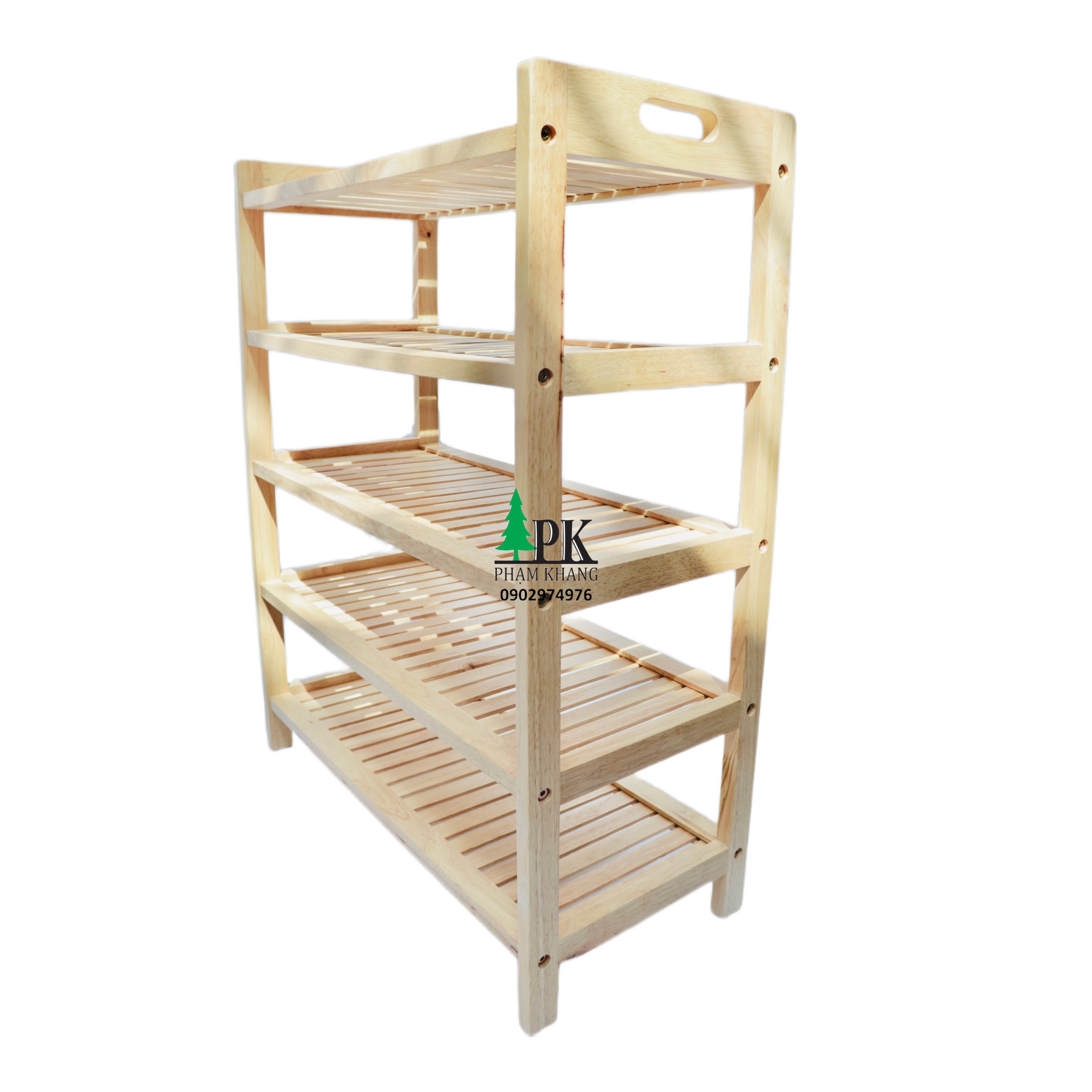 Kệ giày dép 3 tầng/ 4 tầng/ 5 tầng/ 6 tầng Start Decor - Gỗ cao su tự nhiên - Màu Gỗ Tự Nhiên/ Vàng Cherry - Kích thước rộng 64 cm