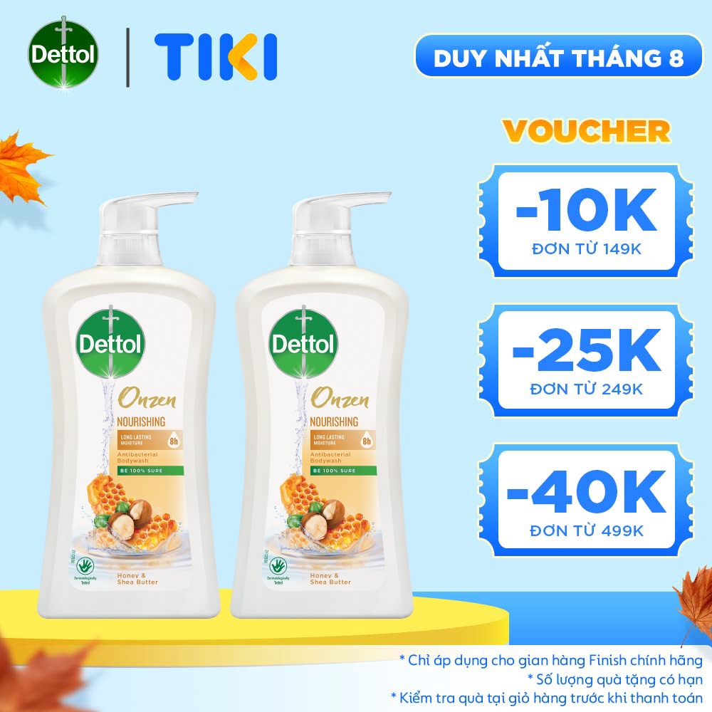 Combo 2 chai sữa tắm Dettol Onzen mật ong kháng khuẩn và dưỡng thể - chai 950G