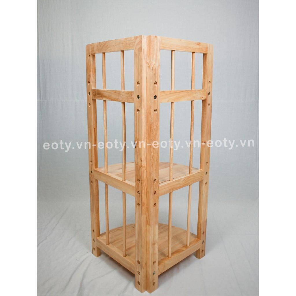Kệ góc 3 tầng / Kệ để đồ góc tường gỗ cao su đa năng