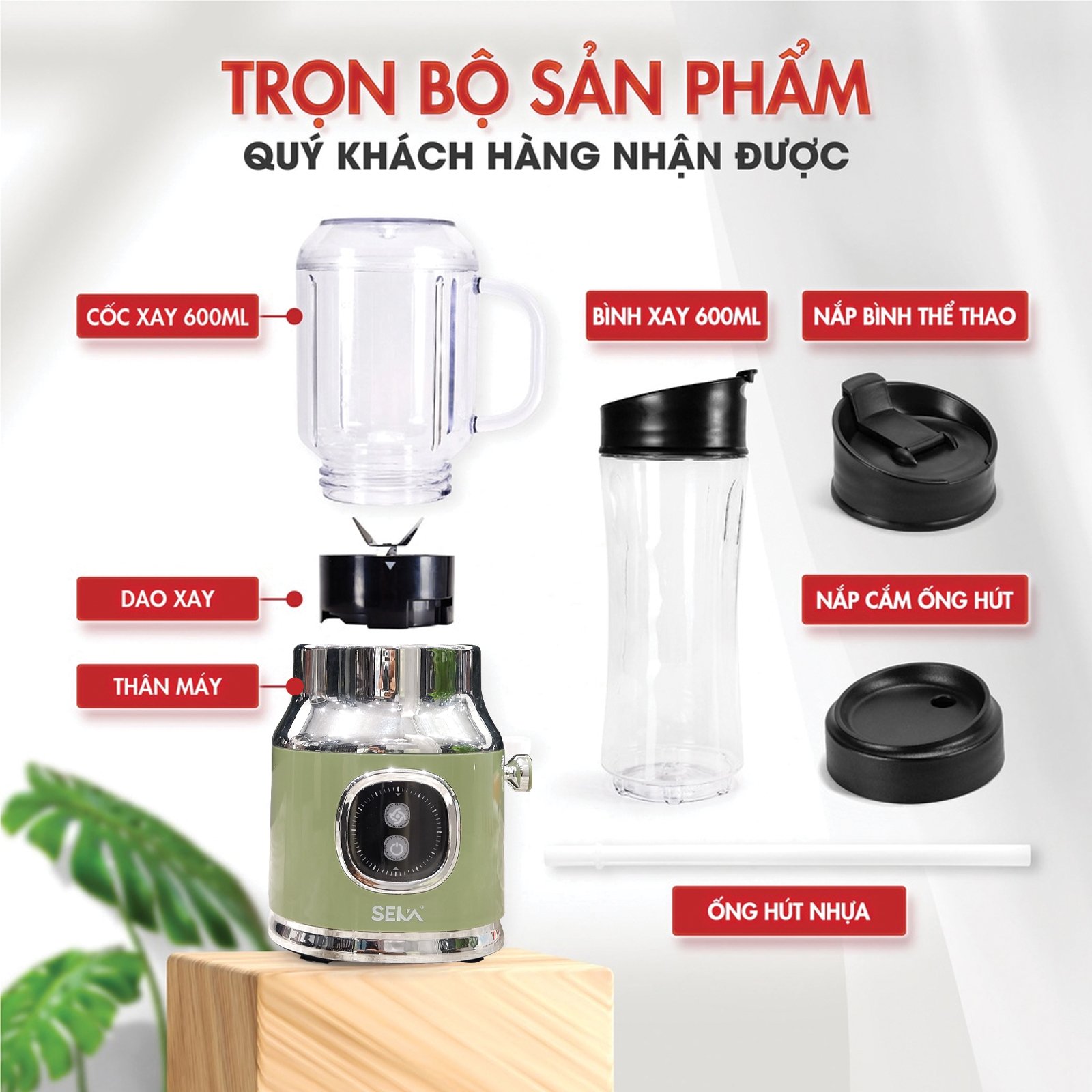 Máy xay sinh tố , máy xay thịt cầm tay, tặng kèm 3 cối xay hàng chính hãng