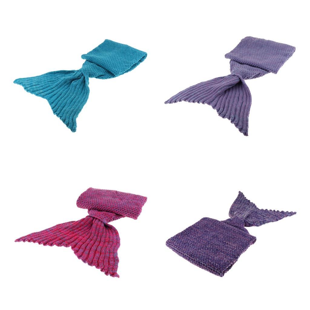 Kids Mermaid Tail Blanket Knitted Sleeping Handmade Blanket Bag