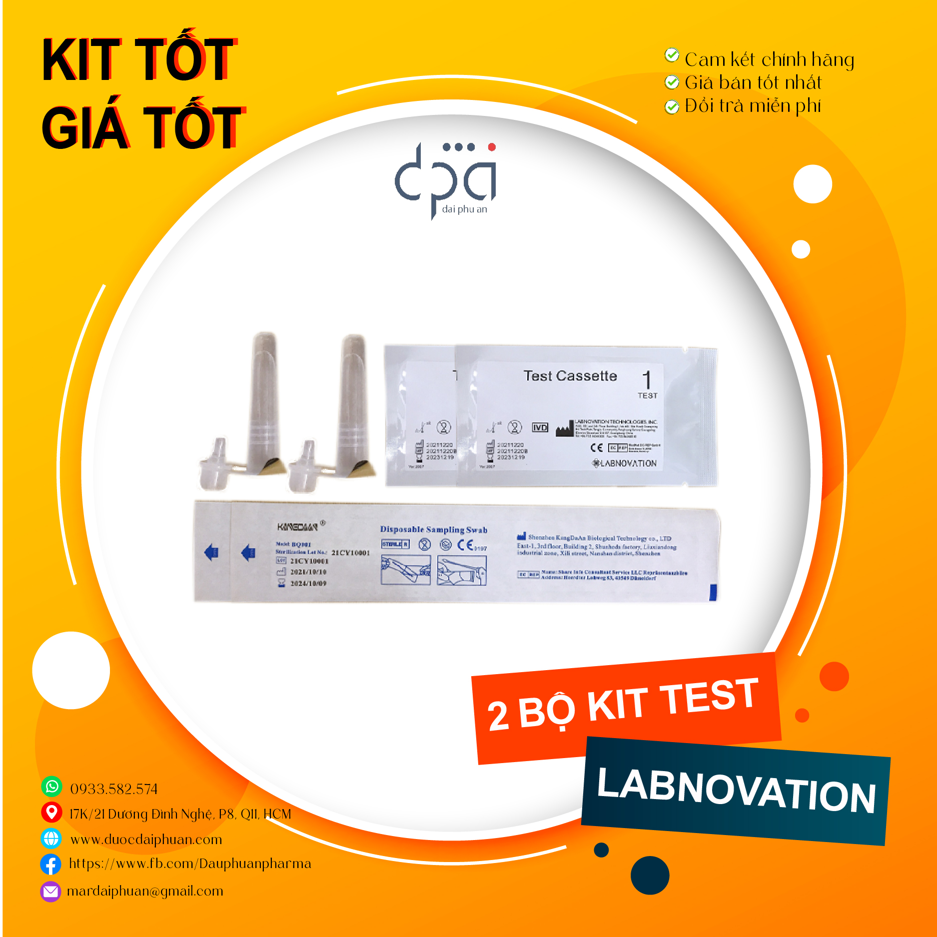 [Tặng khẩu trang miễn phí] Combo 2 bộ kit test nhanh Labnovaion Antigen Rapid Test Kit chính hãng, kết quả chính xác sau 30s