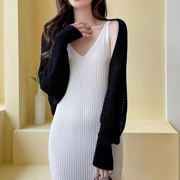 [L2M] Áo KHOÁC NGOÀI LEN LƯỚI Cardigan Quảng Châu tay dài mỏng dáng lửng màu sắc xinh xắn dễ phối đồ