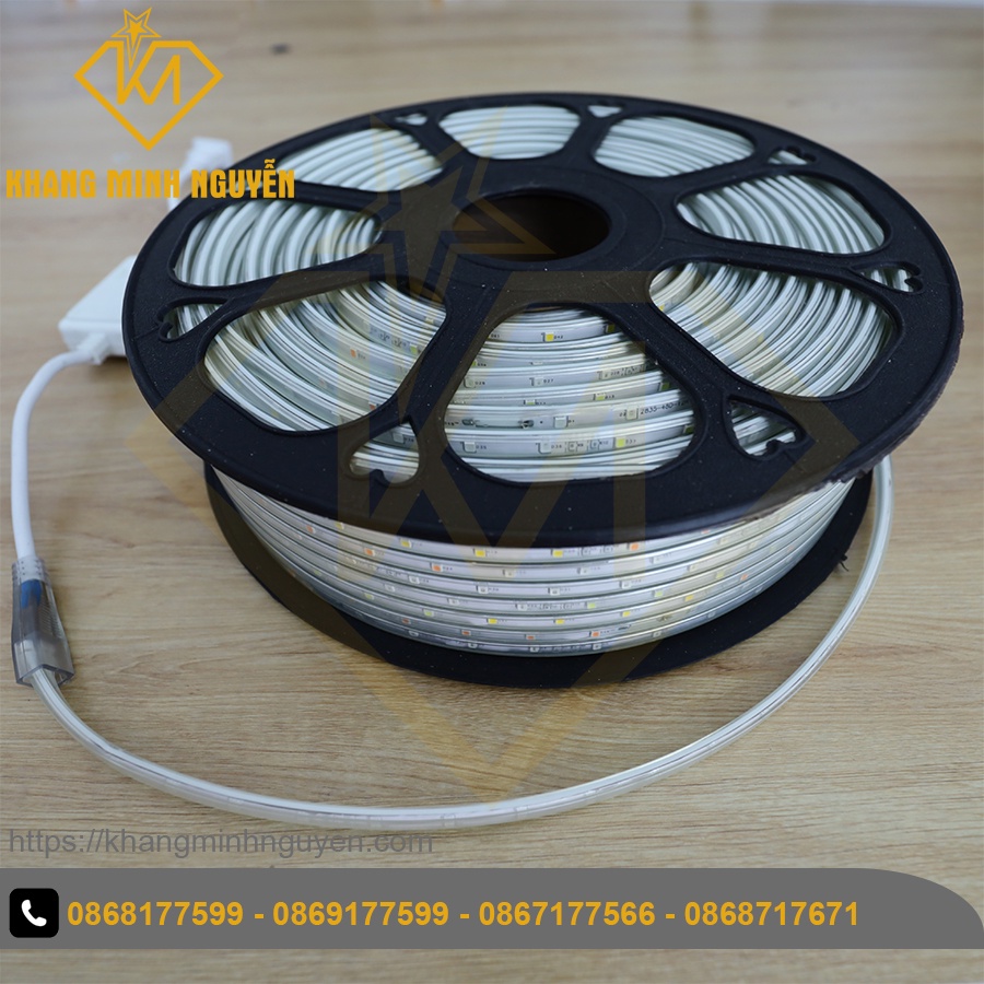 Led dây 220V chớp đuổi nhiều màu, chỉnh được chế độ chớp - bọc chống nước - trang Lễ Tết, quấn thân cây