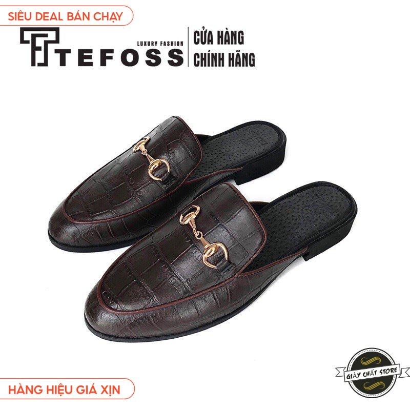 Giày sục nam TEFOSS Mules shoe da Pu in vân cá sấu cao cấp size 38-43 03