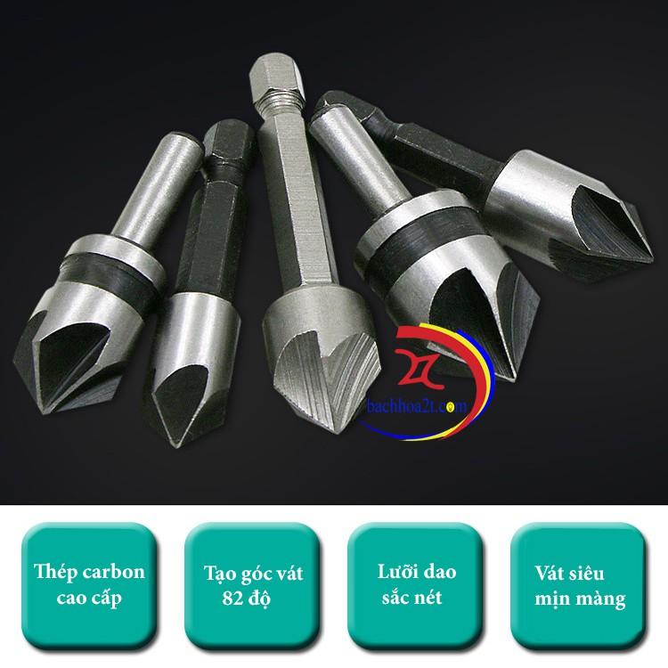 Bộ 5 mũi khoan khoét lỗ vát cạnh v2