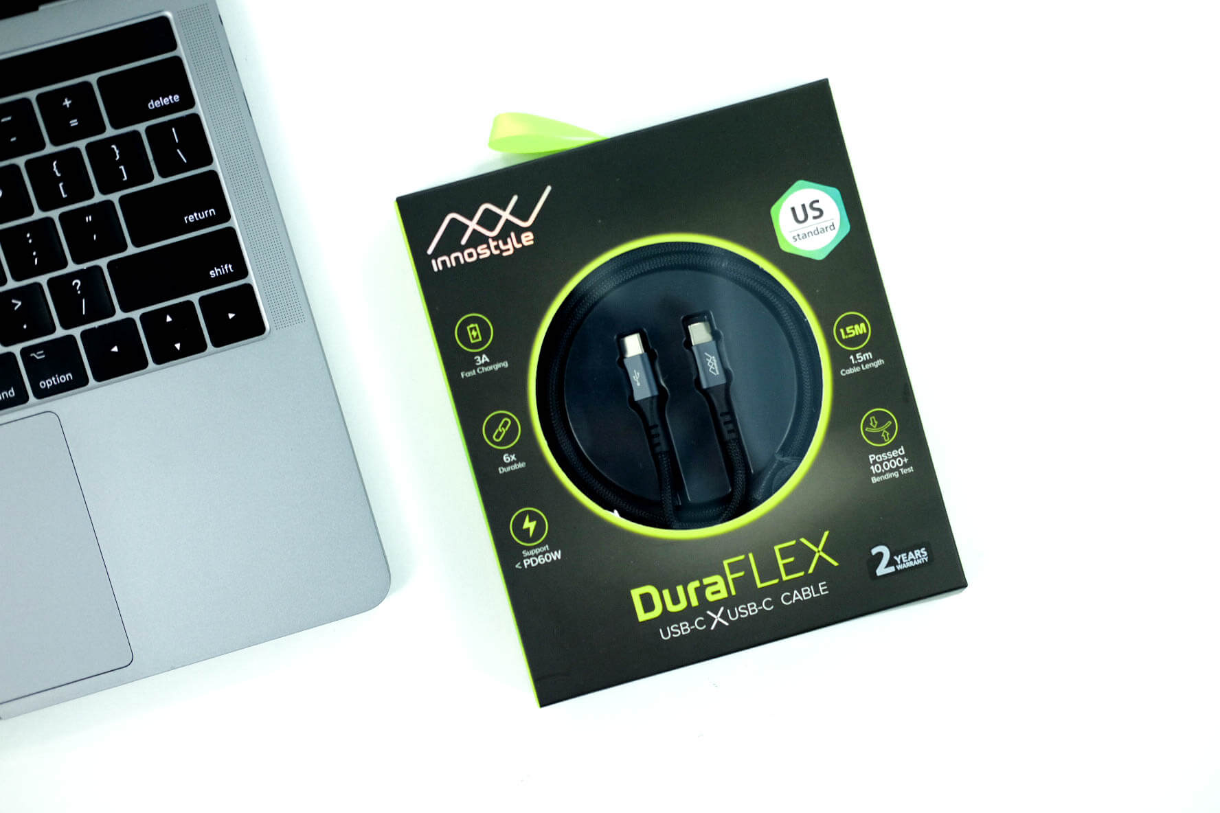 Cáp chuyển đôi INNOSTYLE DURAFLEX hai đầu USB Type-C 1.5M có hỗ trợ sạc nhanh 60W và truyền dữ liệu - Hàng Chính Hãng