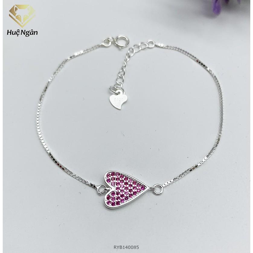 Lắc tay bạc 925 Huệ Ngân - Tim xinh đính đá RYB140085