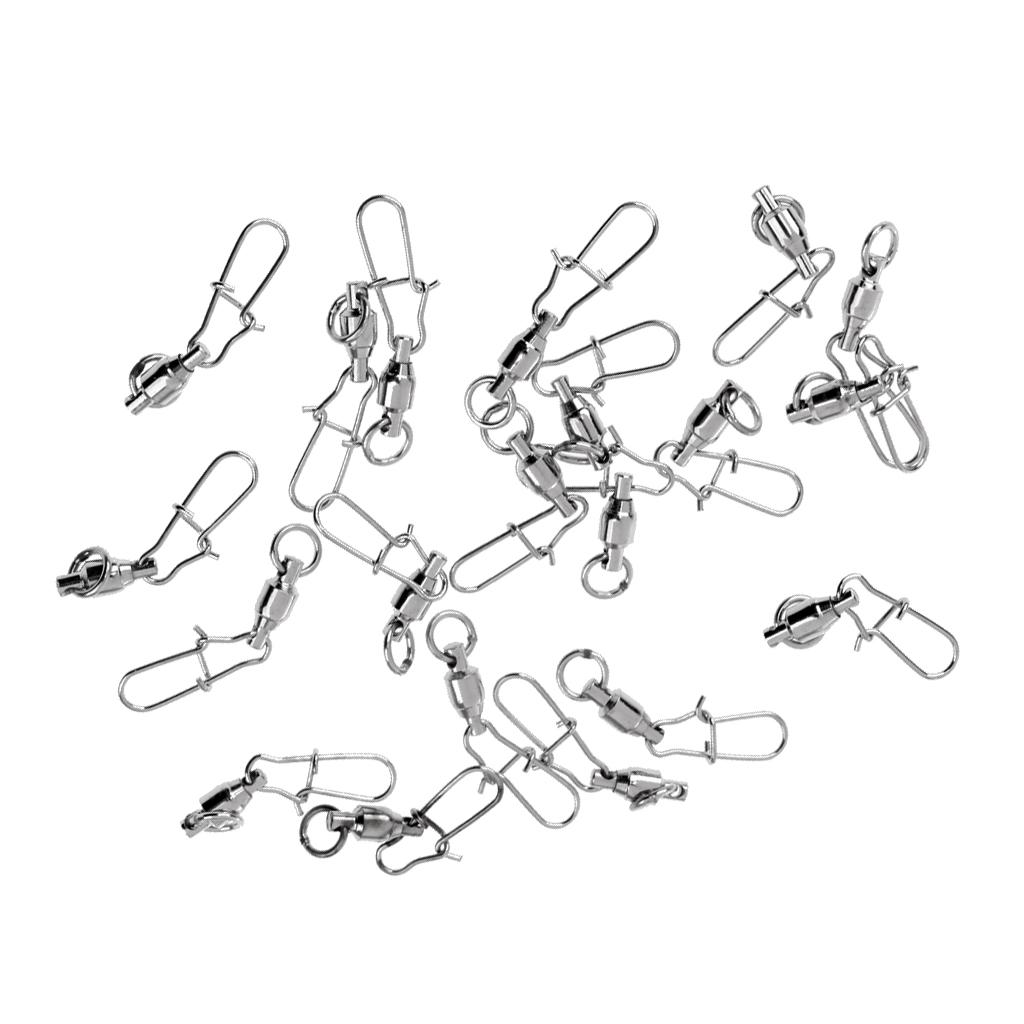 20 Pieces High-strength Fishing Ball Bearing Swivels with Nice Snaps 0#