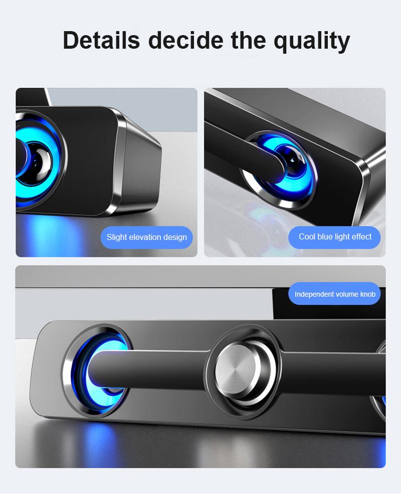 2023 USB Mới Loa Có Dây-Loa Tương Thích Âm Lượng Lớn Loa Di Động Không Dây Cho Máy Tính Máy Tính Âm Thanh Hộp Color: Bluetooth white
