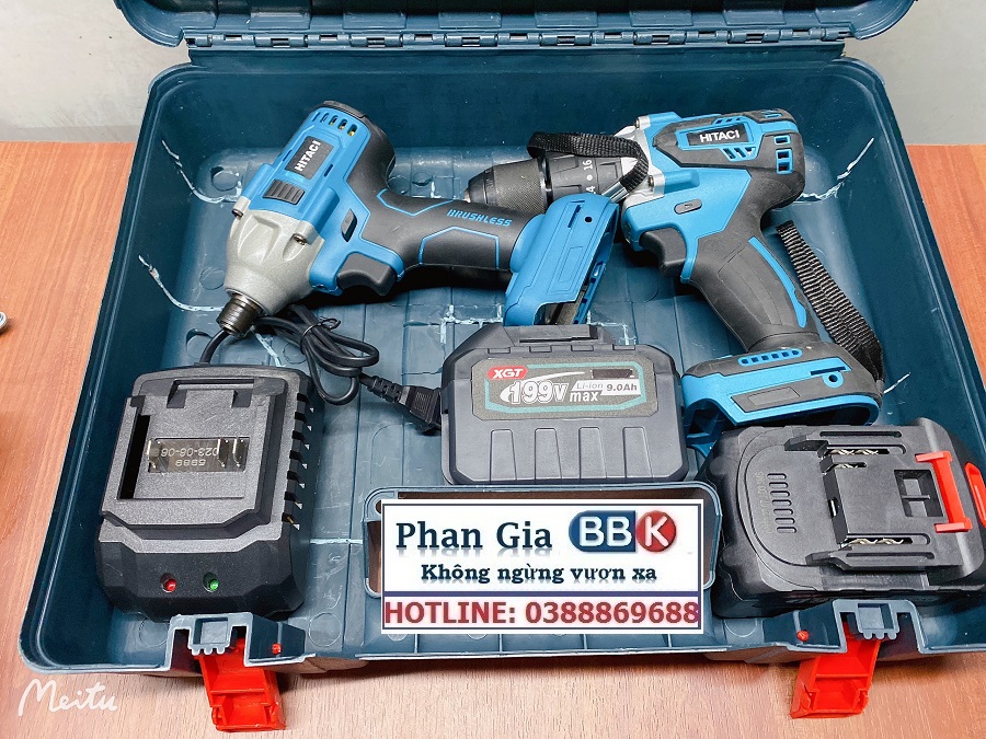 Bộ Combo 2 Máy Khoan Gồm Máy Khoan Pin Và Máy Chuyên Vít 199V 2 Pin 15 Cell - Bảo Hành 1 Năm