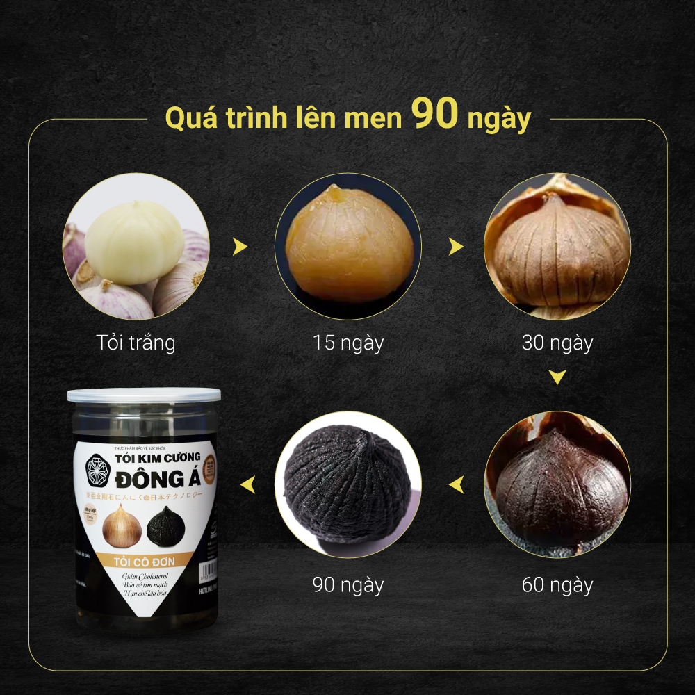 Tỏi Kim Cương Đông Á túi 500g- Tỏi đen cô đơn SX theo công nghệ Nhật Bản -Kiểm nghiệm chất lượng bởi Bộ Y Tế, Intertek