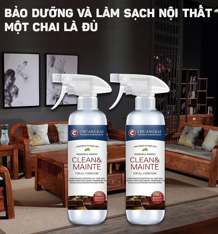 Dung Dịch Bảo Dưỡng, Làm Sạch Vết Bẩn Và Đánh Bóng Đồ Nội Thất Gỗ 250ml -Hàng Nhập Khẩu