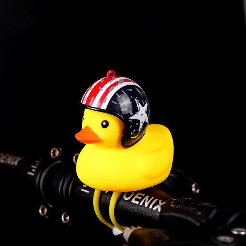 2020 Cartoon Bicycle Bells Yellow Silica Gel Duck Helmet Head Light Shining Mountain Bike Handlebar Duck Light Bell Accessories