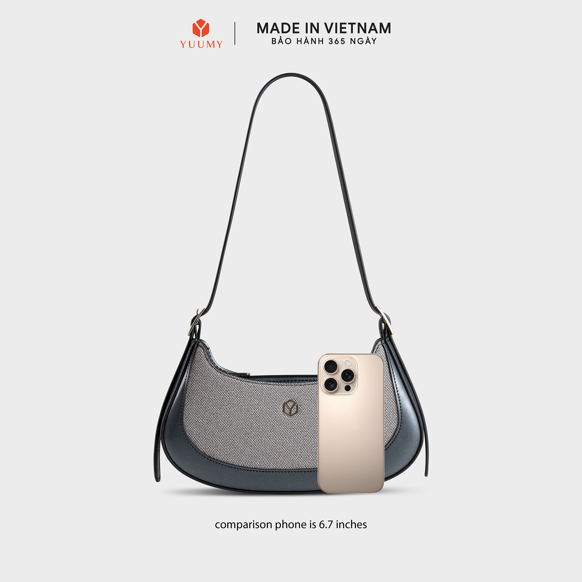 Túi Yuumy ( Thời trang nữ phối gương tròn và nơ xinh xắn - Túi đeo vai da Glossy YN345 )