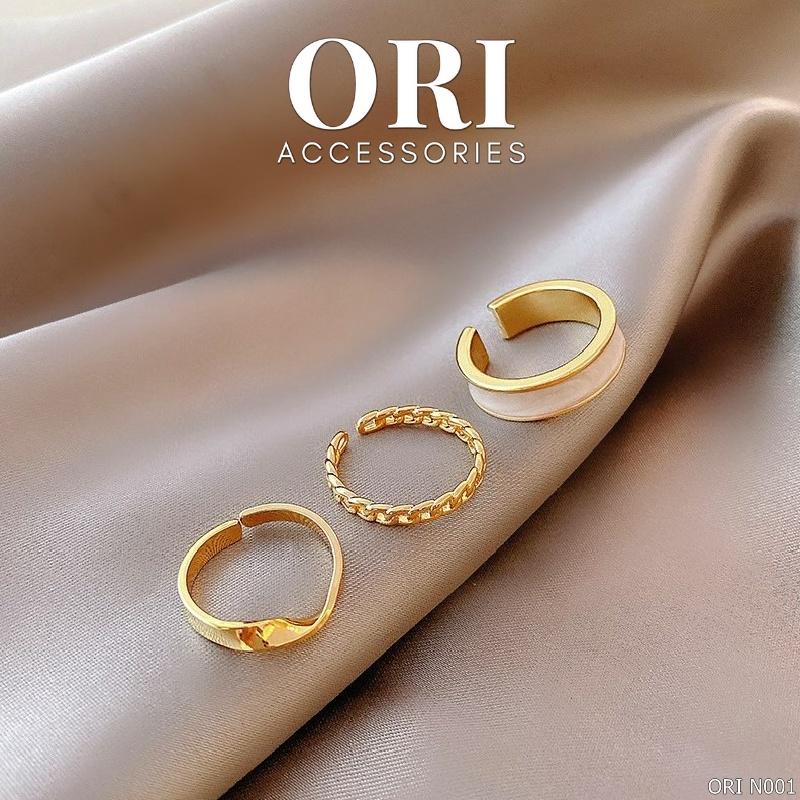 Set 3 nhẫn nữ Freesize đơn giản Nerissa thời trang tinh tế ORI ACCESSORIES N001