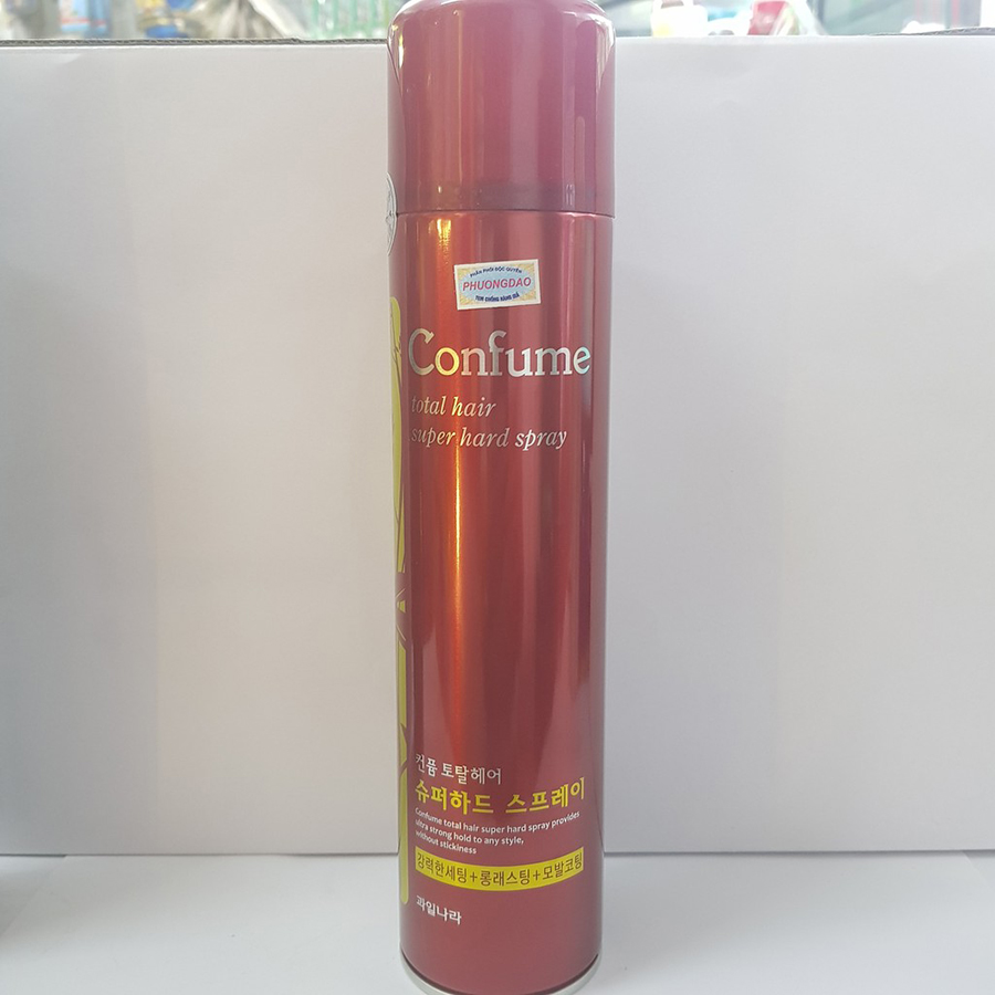 Gôm vuốt tóc siêu cứng Confume Super Hard Spray Hàn Quốc 300g tặng kèm móc khoá