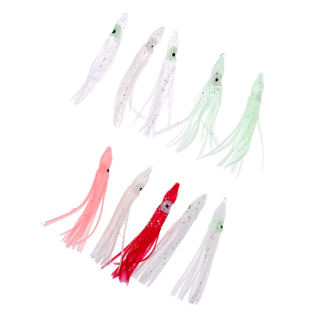 10 Pieces Squid Lure Soft Baits Octopus Squid Skirt Lure Fishing Tackle Saltwater A Necessary for Fishing Lovers