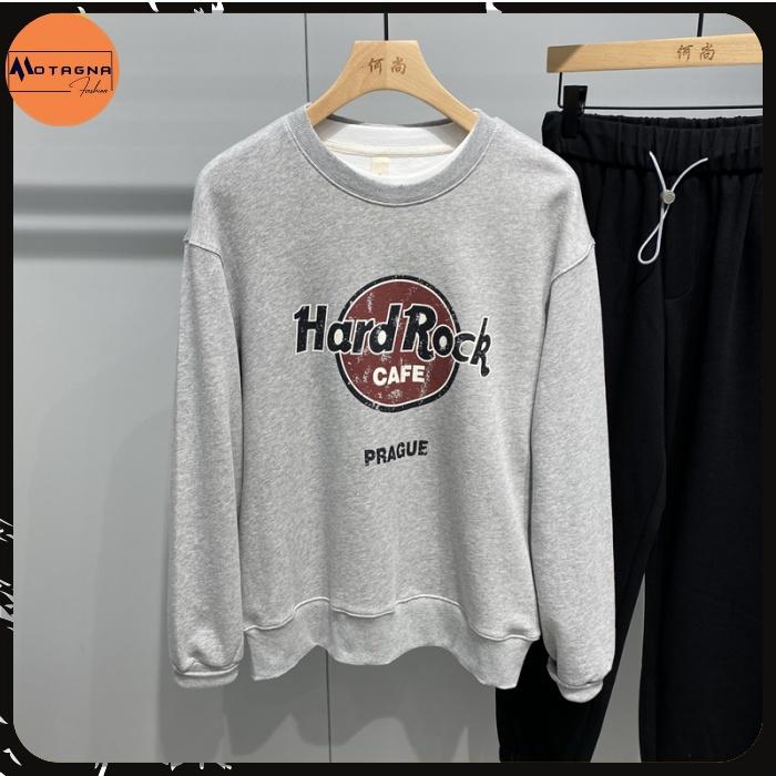 Áo nỉ cổ tròn dáng ôm, Áo thu đông nam chất đẹp cao cấp in HARD ROCK basic mã NZ660