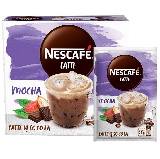 Cà Phê Hòa Tan Nescafé Latte Vị Sô Cô La (Hộp 10 Gói x 24g)