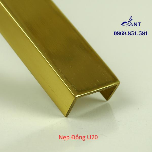 Nẹp đồng u20, nẹp chữ u đồng, nẹp đồng trang trí giá 1m