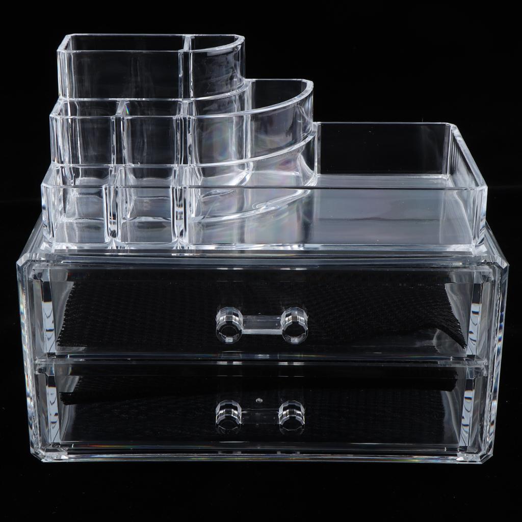 Acrylic Cosmetic Luxury Jewelry Lipstick Case Makeup Organizer with 2 Drawer