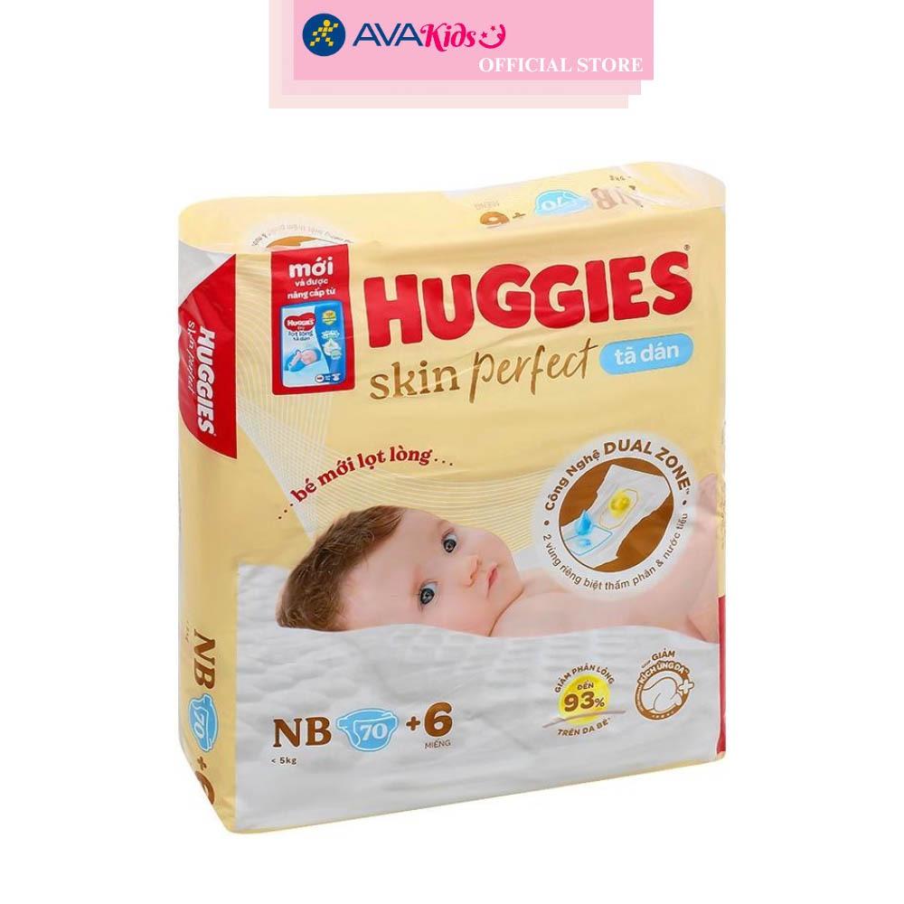 Tã dán Huggies Skin Perfect size NB 70 + 6 miếng (Dưới 5 kg) - Giao bao bì ngẫu nhiên