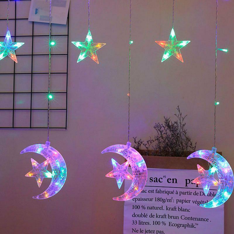 Dây đèn led rèm trăng sao bộ trang trí