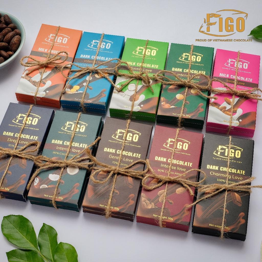 Combo Quà tặng+ có cột nơ ruy băng túi quà 5 hộp Chocolate mix vị tự chọn 50gram Figo