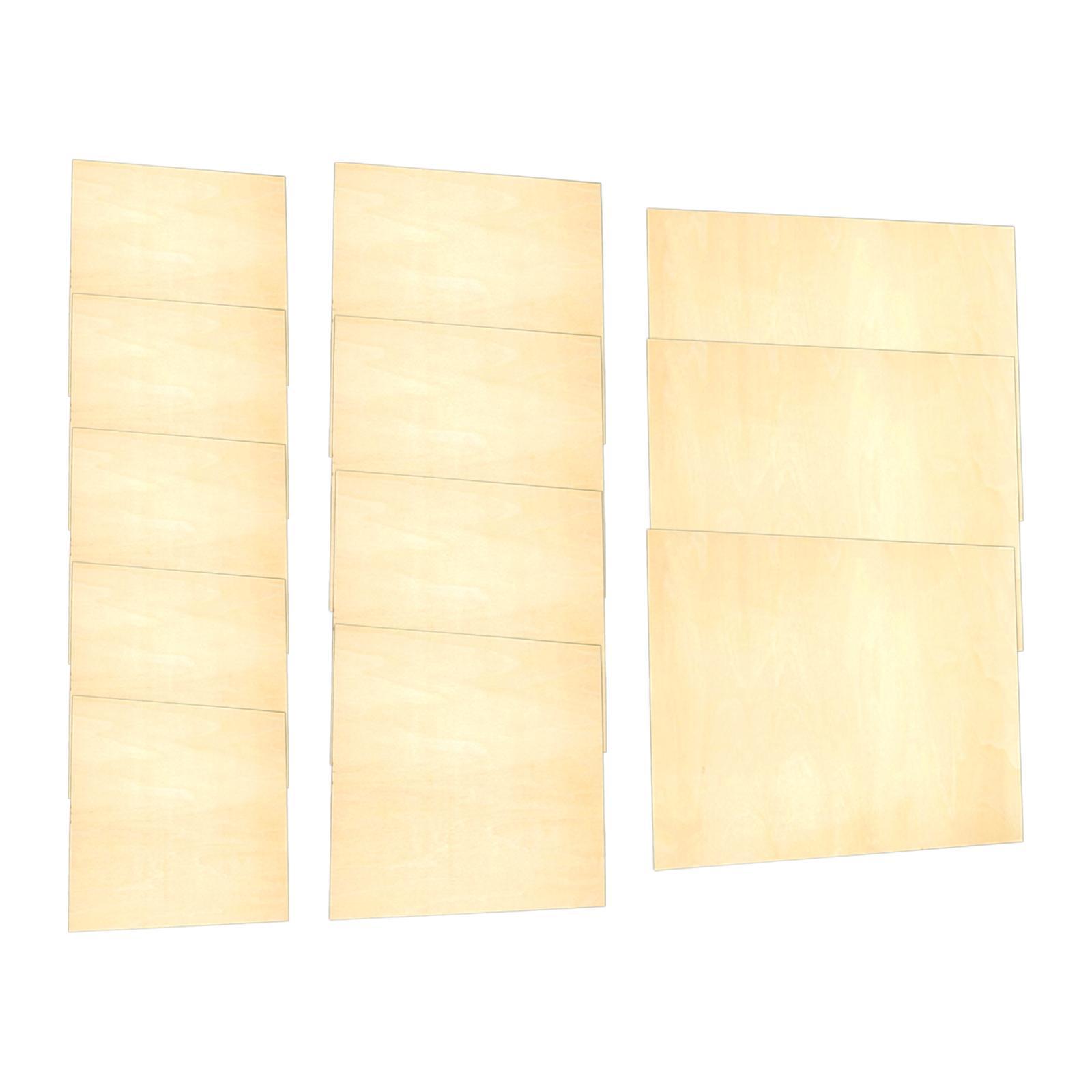 12Pcs/Set Wood Board Unfinished Panel Kit 3 Sizes Gallery Wood Veneer Sheets Art Boards Painting Board for Sand Table Model Painting Drawing