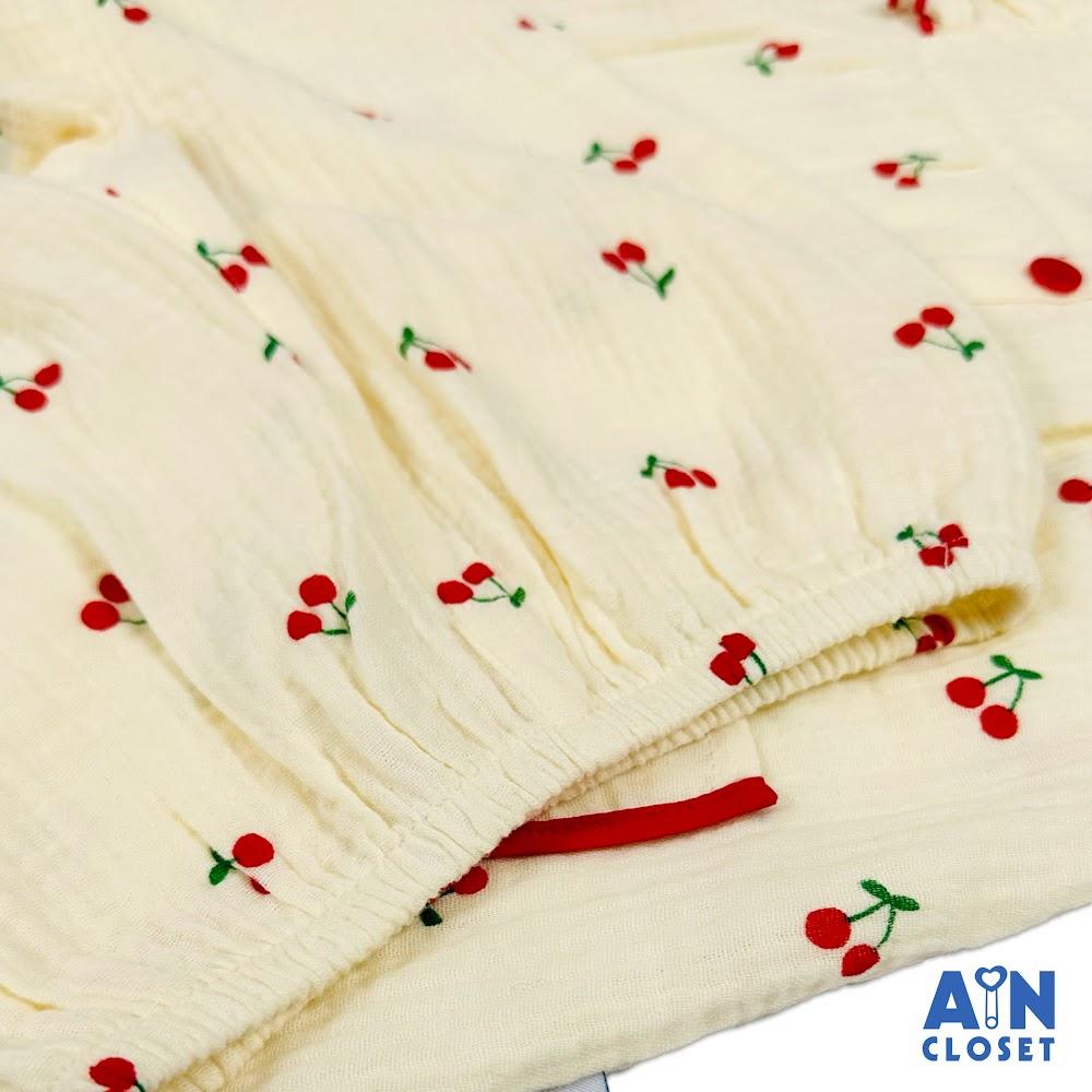 Bộ quần áo Dài tay ngắn bé gái họa tiết Chùm Cherry Nhí Đỏ Xô muslin - AICDBGRNQGUV - AIN Closet