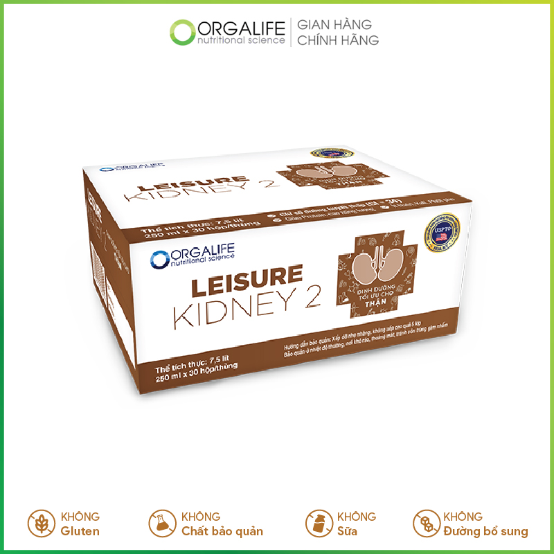 Thùng 30 hộp thực phẩm dinh dưỡng y học Leisure Kidney 2 - Dinh dưỡng tối ưu cho thận có lọc máu