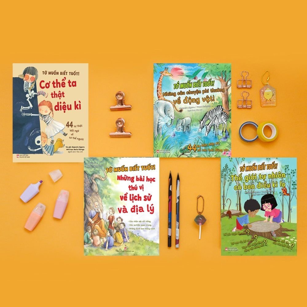 Combo Bộ 4 Cuốn Tớ muốn biết tuốt : Những câu chuyện phi thường về động vật, Cơ thể ta thật diệu kì, Những bài học thú vị về lịch sử nhân loại, Thế gới tự nhiên có bao điều kì lạ