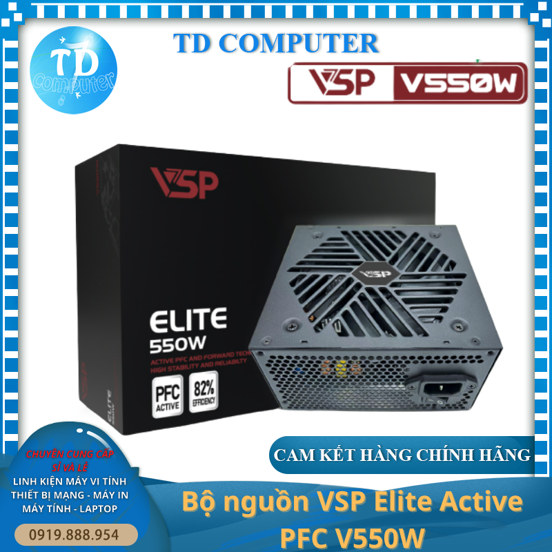 Nguồn VSP 550W Elite V550W ~ Active PFC ATX - Hàng chính hãng TECH VISION phân phối