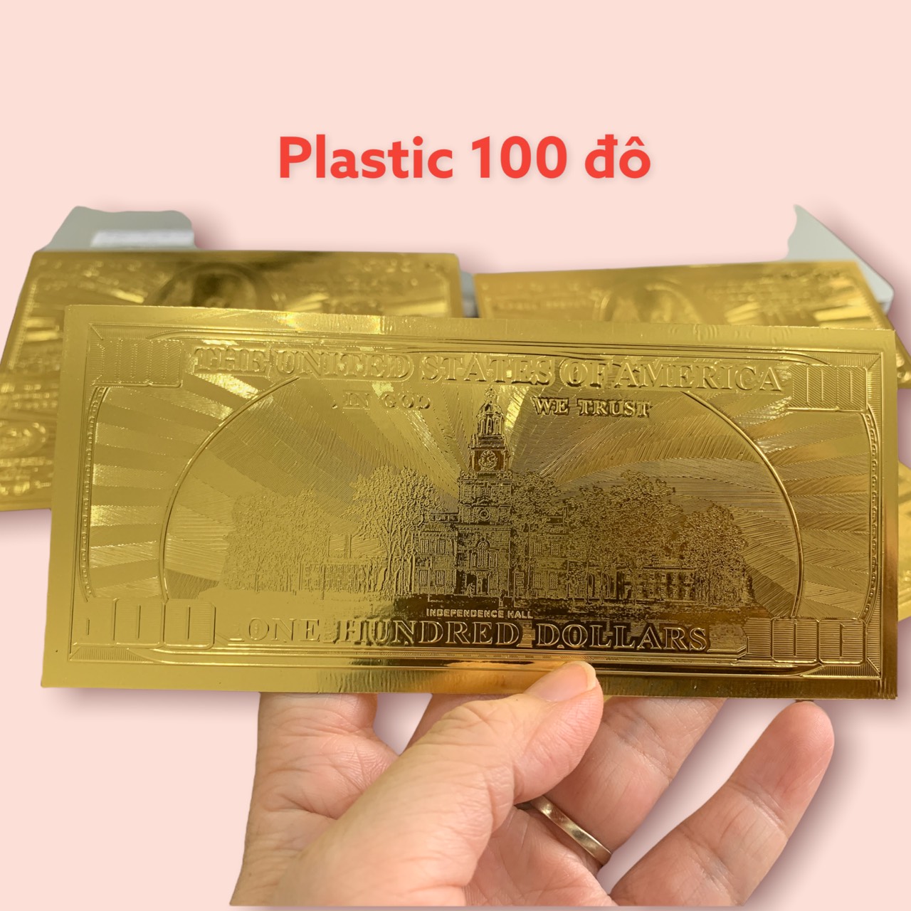 Tiền Plastic 100 đô sang trọng mạ vàng 2 mặt