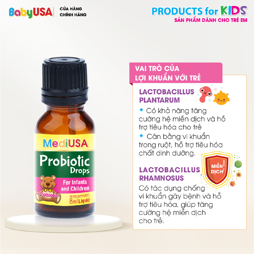 MediUSA Probiotic Drops - Thực Phẩm Chức Năng - Bổ sung lợi khuẩn cho trẻ - Hàng chính hãng