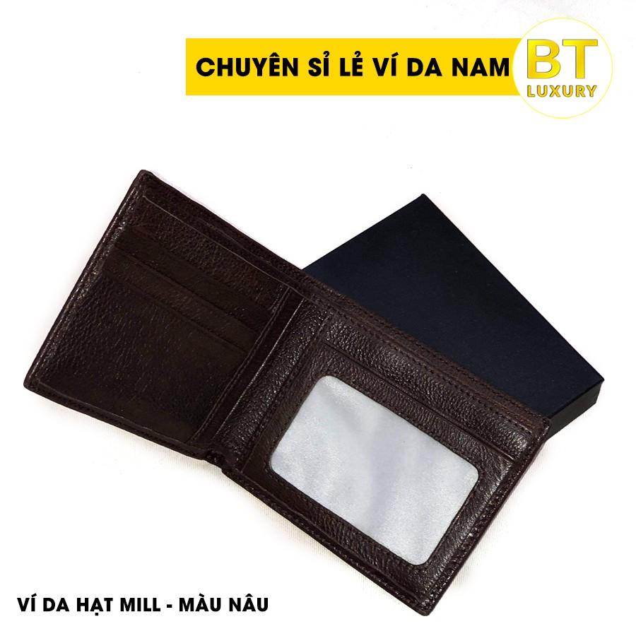 Ví da Hạt Mill - Làm từ da bò thật - Bảo hành 2 năm - Ví da BT Luxury