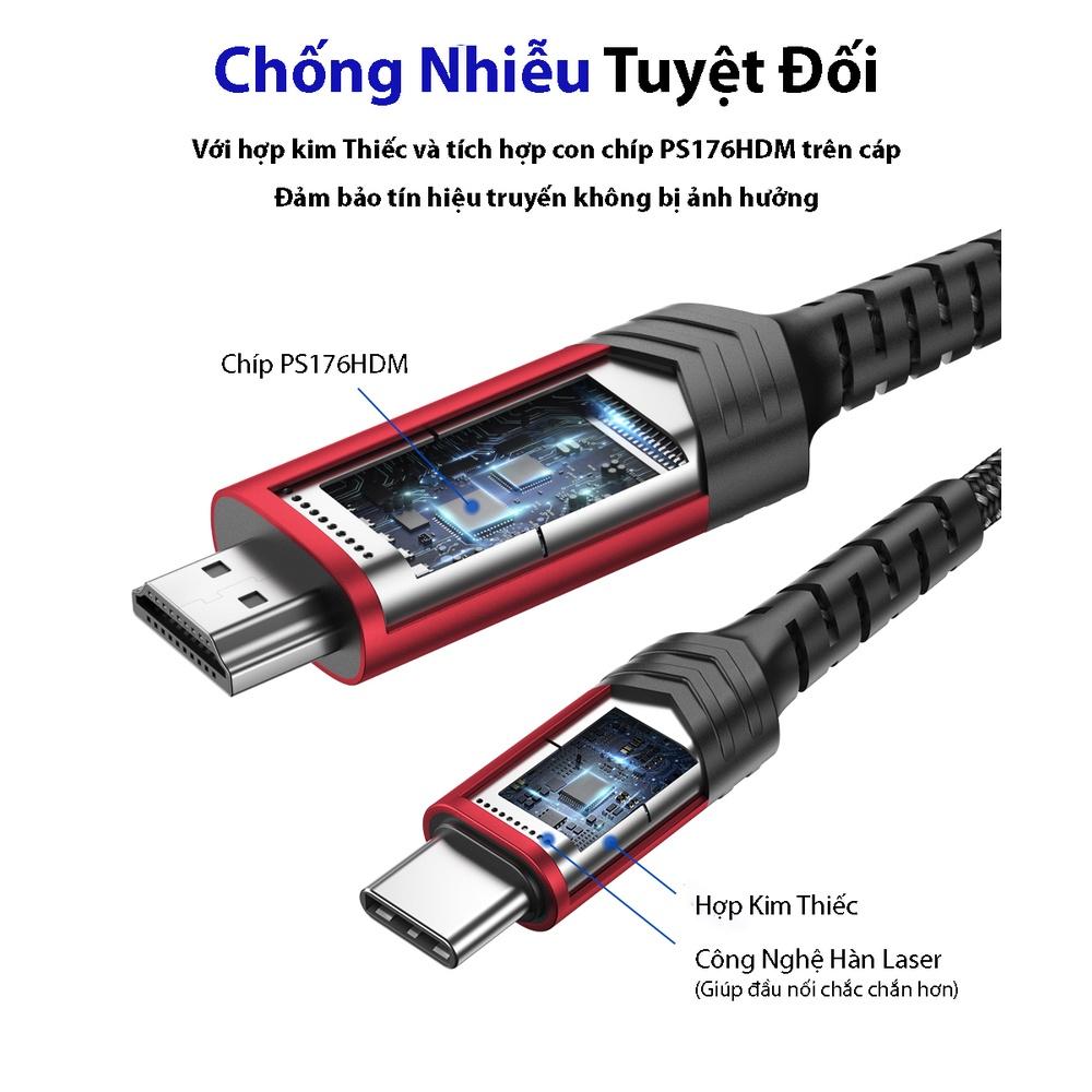 Cáp Chuyển Đổi Type C sang HDMI CV0030 JSAUX 4K 60Hz 3M Cho Tất Cả Thiết Bị Type C – Macbook, Samsung, Oppo, Huawei…- Hàng chính hãng