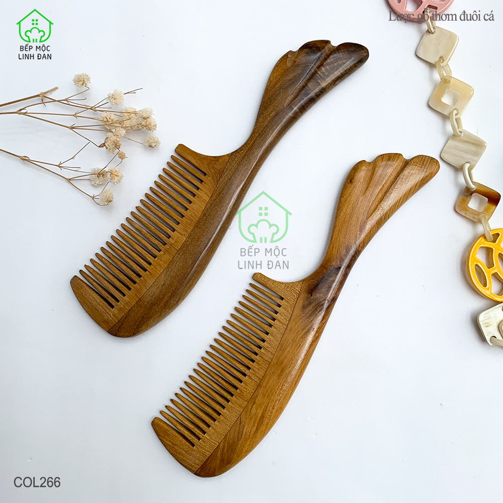 Lược Gỗ Thơm Đuôi Cá (Size:M-16cm) Ghép Răng Tăng Độ Bền Khi Chải Tóc [COL266]