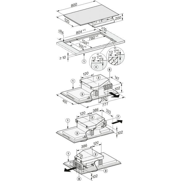 Bếp Từ Kết Hợp Hút Mùi Miele KMDA 7634 FL, 4 Vùng Nấu, Tổng Công Suất 7500W, 9 Mức Công Suất, Nhập Đức, BH 12 Tháng