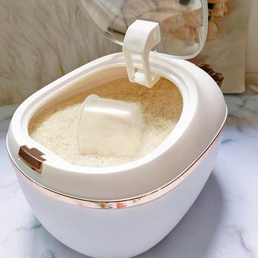 Thùng Đựng Gạo, Ngũ Cốc Hình Phi Thuyền 10L Giúp Bảo Quản Thực Phẩm An Toàn