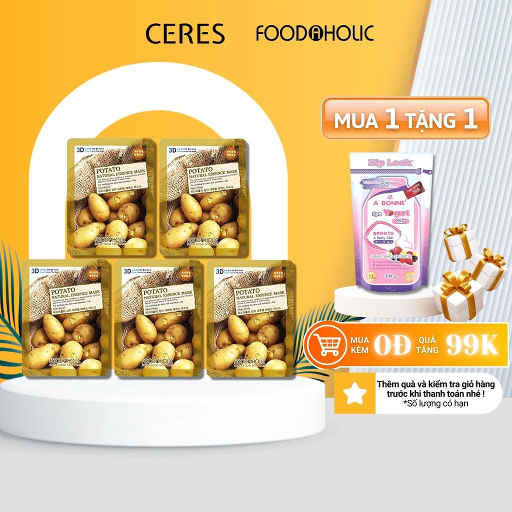 Combo 5 Mặt Nạ 3D Foodaholic Natural Essence Mask Potato  Dưỡng Da 23g/Miếng