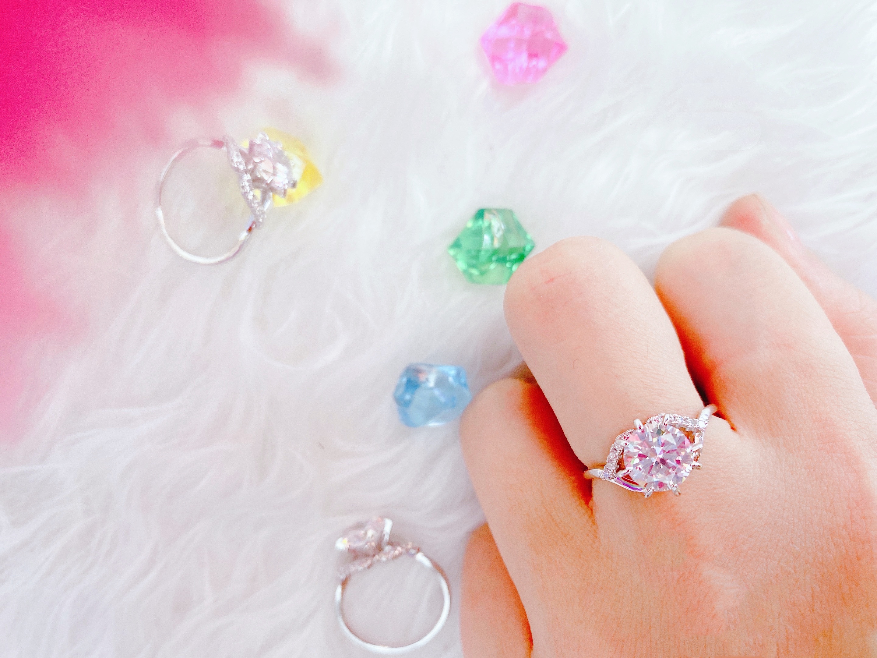 Nhẫn Nữ Đính Đá Hột To + Nhỏ Màu Bạc, Bền Màu, Hàng Đẹp Hàng Thiết Kế Mẫu Mới