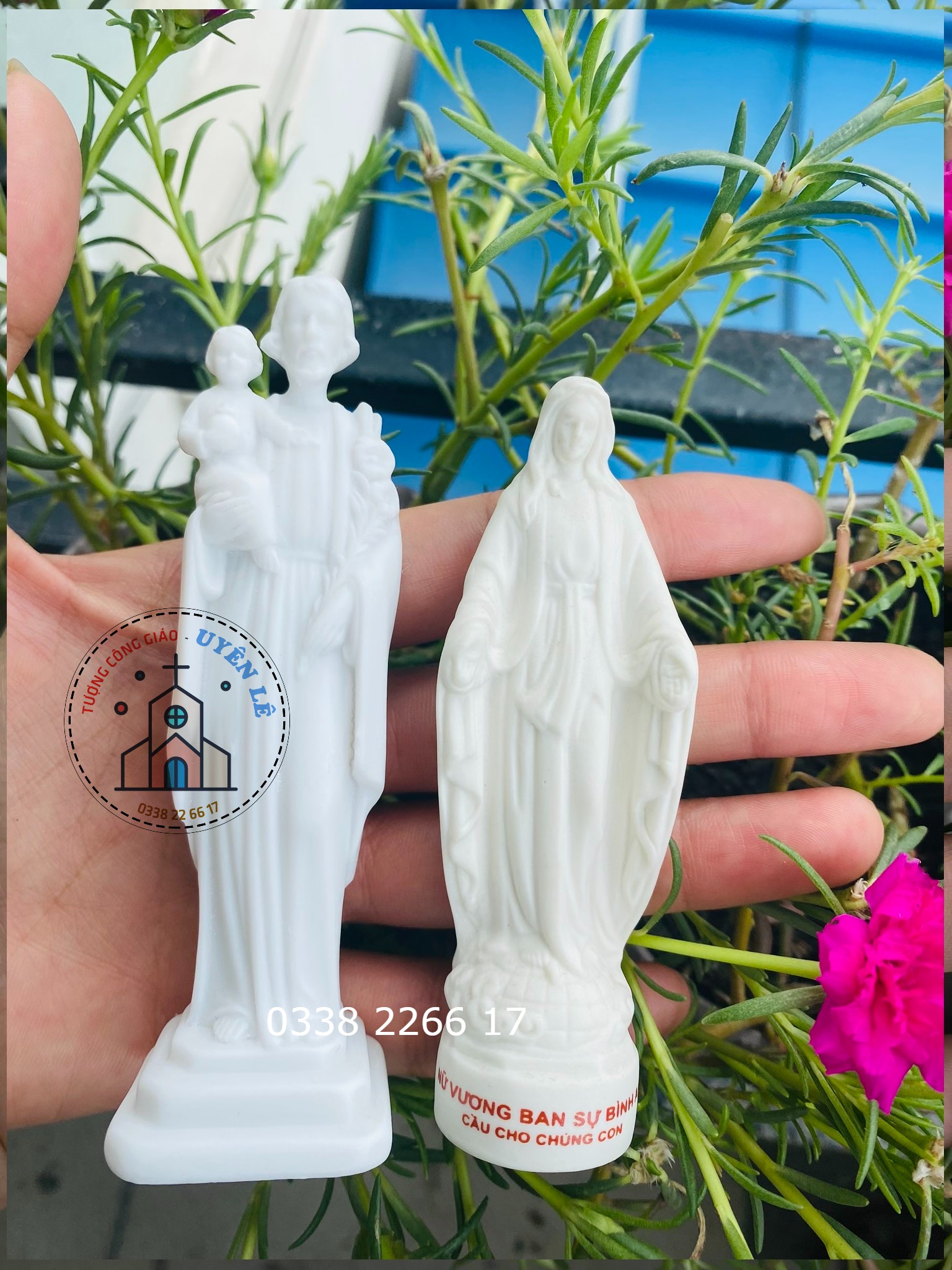 Tượng công giáo Tượng Thánh Giuse và Mẹ Maria 10cm trắng