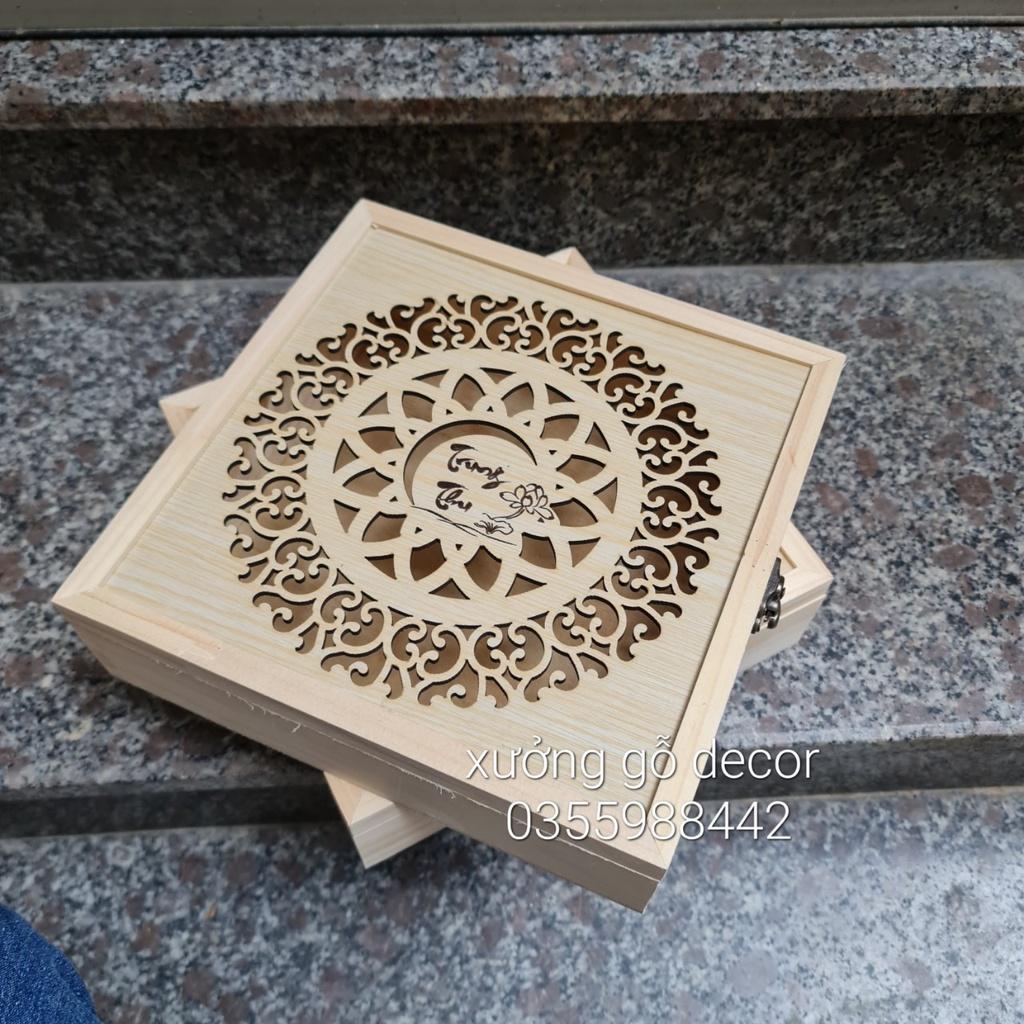 Hộp đựng bánh trung thu handmade, đựng bánh kẹo tết bằng gỗ 4 bánh, 6 bánh, 8 bánh.